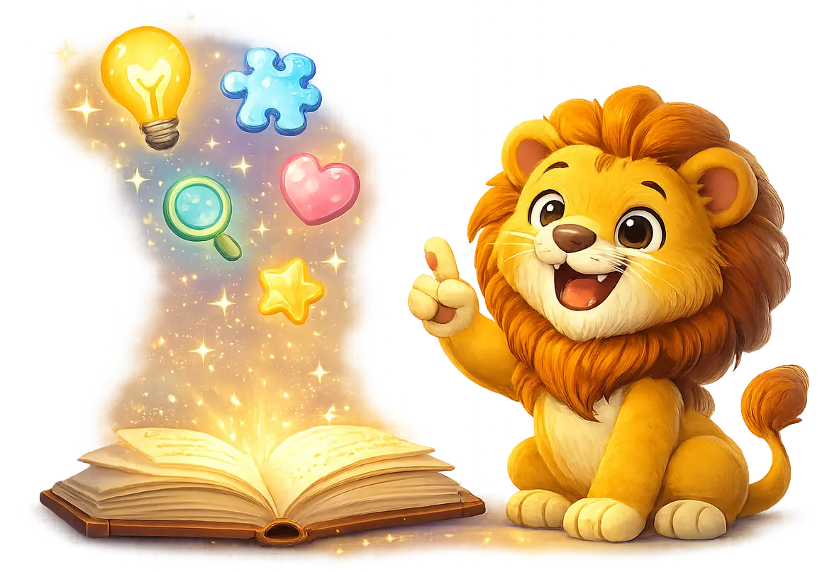 Leo teaching a child to think about a story